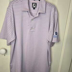 FootJoy Light Pink and White Striped Polo Shirt